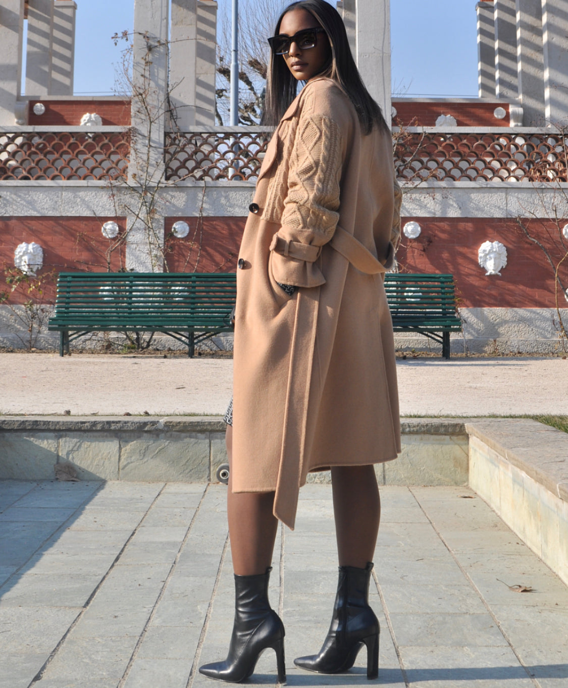 ABRIGO TRICOT MANGAS CAMEL