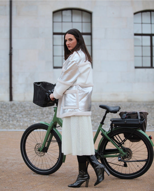 MANTEAU OVERSIZE EN COTON GALLACTIC ARGENT ET BLANC